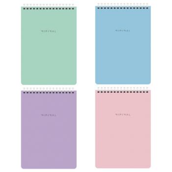 Блокнот А5 146х206мм, 60л, гребень, картон, жест подложка, клетка, BRAUBERG Minimal Pastel, 116427 - Премиум Сервис