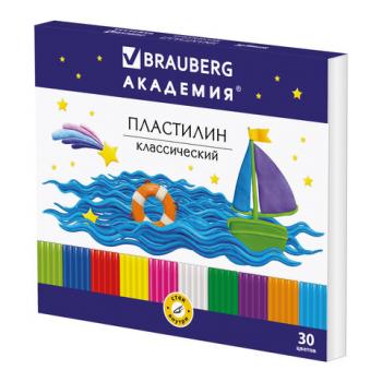 Пластилин классический BRAUBERG "АКАДЕМИЯ", 30 цветов, 600 г, со стеком, ВЫСШЕЕ КАЧЕСТВО, 105900 - Премиум Сервис