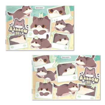 РЕЗЕРВ Альбом д/рис. А4 40л., скоба, обложка картон, BRAUBERG CUTE CATS, 203х288мм, х, 107351 - Премиум Сервис