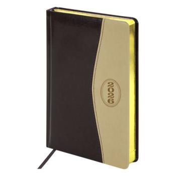 Ежедневник датированный 2026 А5 138x213мм BRAUBERG De Luxe, под кожу, коричневый/бежевый, 117053 - Премиум Сервис