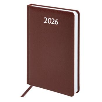 Ежедневник датированный 2026 А5 138x213мм BRAUBERG Profile, балакрон, коричневый, 117072 - Премиум Сервис