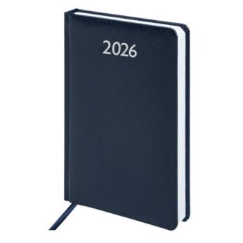 Ежедневник датированный 2026 А5 138x213мм BRAUBERG Profile, балакрон, синий, 117073 - Премиум Сервис