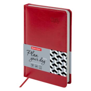 Ежедневник датированный 2026 А5 138x213мм BRAUBERG Rainbow, под кожу, красный, 117077 - Премиум Сервис