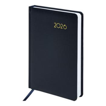 Ежедневник датированный 2026 А5 138x213мм BRAUBERG Select, балакрон, темно-синий, 117085 - Премиум Сервис