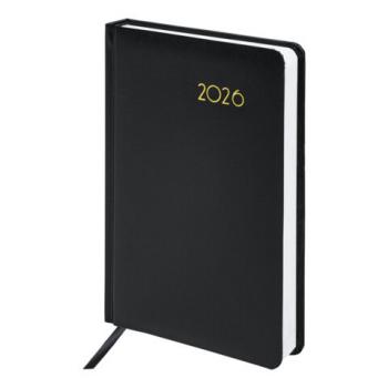 Ежедневник датированный 2026 А5 138x213мм BRAUBERG Select, балакрон, черный, 117086 - Премиум Сервис