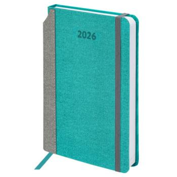Ежедневник датированный 2026 А5 138x213мм BRAUBERG Mosaic, под кожу, держатель для ручки, бирюза, 117110 - Премиум Сервис