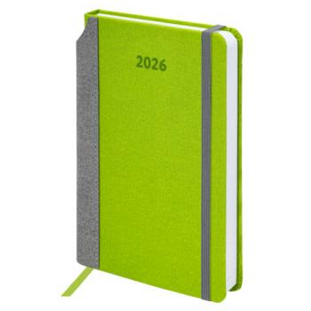Ежедневник датированный 2026 А5 138x213мм BRAUBERG Mosaic, под кожу, карман для ручки, зеленый, 117111 - Премиум Сервис