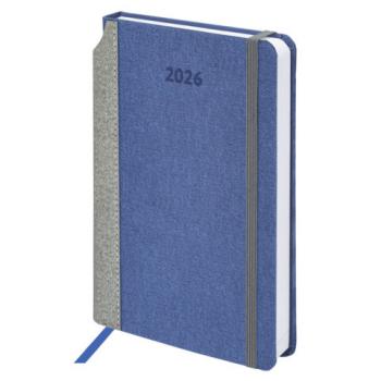 Ежедневник датированный 2026 А5 138x213мм BRAUBERG Mosaic, под кожу, карман для ручки, синий, 117112 - Премиум Сервис