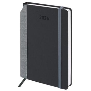 Ежедневник датированный 2026 А5 138x213мм BRAUBERG Mosaic, под кожу, карман для ручки, черный, 117114 - Премиум Сервис