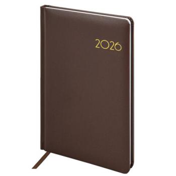 Еженедельник датированный 2026 А5 145х215мм BRAUBERG Select, балакрон, коричневый, 117183 - Премиум Сервис