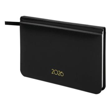 Еженедельник датированный 2026 МАЛЫЙ ФОРМАТ 95х155мм А6 BRAUBERG Select, балакрон, черный, 117193 - Премиум Сервис