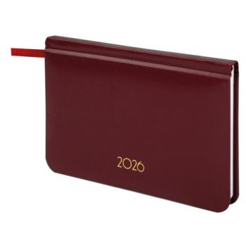 Еженедельник датированный 2026 МАЛЫЙ ФОРМАТ 95х155мм А6 BRAUBERG Select, балакрон, бордо, 117194 - Премиум Сервис
