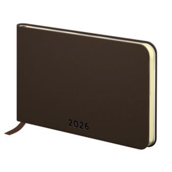 Еженедельник датированный 2026 МАЛЫЙ ФОРМАТ 95х155мм А6 BRAUBERG Unique, темно-коричневый, 117207 - Премиум Сервис