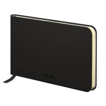 Еженедельник датированный 2026 МАЛЫЙ ФОРМАТ 95х155мм А6 BRAUBERG Unique, черный, 117208 - Премиум Сервис