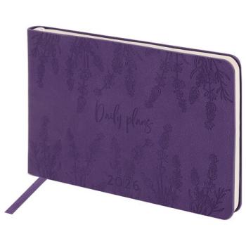 Еженедельник датированный 2026 МАЛЫЙ ФОРМАТ 105х160мм А6 BRAUBERG Imprint, тиснение, фиолетовый, 117210 - Премиум Сервис