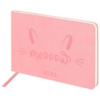 Еженедельник датированный 2026 МАЛЫЙ ФОРМАТ 105х160мм А6 BRAUBERG Imprint, тиснение, розовый, 117213 - Премиум Сервис