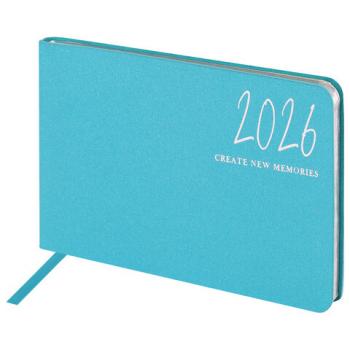 Еженедельник датированный 2026 МАЛЫЙ ФОРМАТ 105х160мм А6 BRAUBERG Blaze, фольга, голубой, 117214 - Премиум Сервис