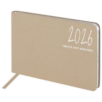 Еженедельник датированный 2026 МАЛЫЙ ФОРМАТ 105х160мм А6 BRAUBERG Blaze, фольга, бежевый, 117216 - Премиум Сервис