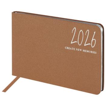 Еженедельник датированный 2026 МАЛЫЙ ФОРМАТ 105х160мм А6 BRAUBERG Blaze, фольга, коричневый, 117217 - Премиум Сервис