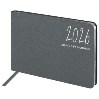 Еженедельник датированный 2026 МАЛЫЙ ФОРМАТ 105х160мм А6 BRAUBERG Blaze, фольга, серый, 117218 - Премиум Сервис