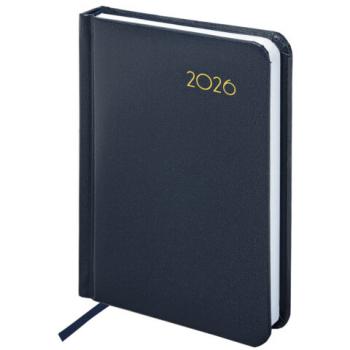 Ежедневник датированный 2026 МАЛЫЙ ФОРМАТ 100х150мм А6, BRAUBERG Select, балакрон, темно-синий, 117259 - Премиум Сервис