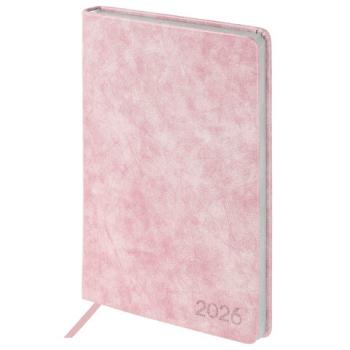 Ежедневник датированный 2026 А5 138х213мм BRAUBERG Ice, под кожу, розовый, 117390 - Премиум Сервис