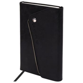 Ежедневник датированный 2026 А5 145х213мм BRAUBERG Jacket под кожу, клапан, держатель, черный 117399 - Премиум Сервис