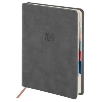 Ежедневник датированный 2026 B6 125х173мм GALANT Vivid, под кожу, серый, 117410 - Премиум Сервис