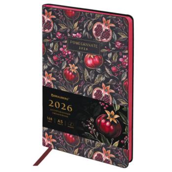 Ежедневник датированный 2026 А5 138x213мм BRAUBERG Vista, под кожу гибкий, Pomegranate, 117449 - Премиум Сервис
