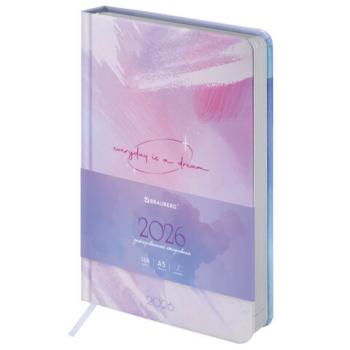 Ежедневник датированный 2026 А5 138x213мм BRAUBERG "Vista", под кожу твердый, "Pale", 117458 - Премиум Сервис