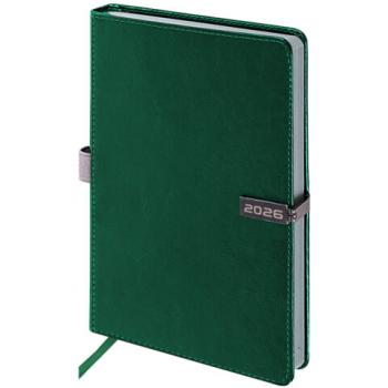 Ежедневник датированный 2026 А5 138x213мм BRAUBERG Inspiration, под кожу, цветной срез, темно-зелен, 117477 - Премиум Сервис