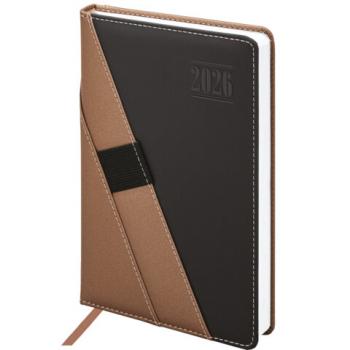 Ежедневник датированный 2026 А5 138х213мм BRAUBERG Swirl, под кожу, держатель для ручки, коричневый, 117480 - Премиум Сервис