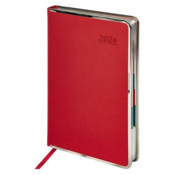Ежедневник датированный 2026 А5 148х218мм GALANT Infinity Silver, под кожу, красный, 117497 - Премиум Сервис