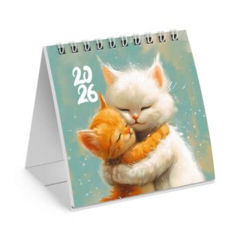Календарь-домик настольный на гребне, 2026г, BRAUBERG, 101х101мм, Котики, 117274 - Премиум Сервис