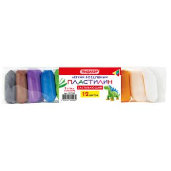 Пластилин лёгкий воздушный застывающий 12 цветов, 110 г, 3 стека, ПИФАГОР, 107039 - Премиум Сервис