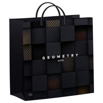 Пакет с пластиковой ручкой, мягкий пластик, 30х30см, "Вектор геометрии", 140мкм, ШК1794, н00269533 - Премиум Сервис