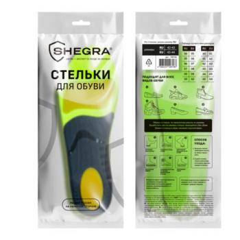 Стельки для кроссовок СПОРТИВНЫЕ КАРКАСНЫЕ, материал PU PRO SPORT, размер RU 42-43 / EU 43-44, с линиями выреза, SHEGRA (ШЕГРА), 700768 - Премиум Сервис