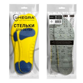 Стельки для обуви с ПЯТОЧНЫМ АМОРТИЗАТОРОМ, материал PU PRO, размер RU 41-44 / EU 42-45, с линиями выреза, SHEGRA (ШЕГРА), 700770 - Премиум Сервис