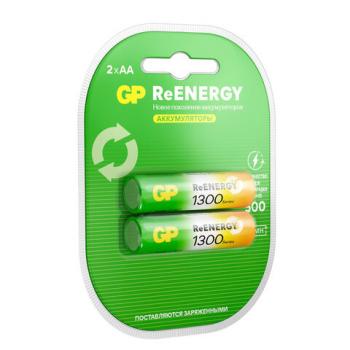 Батарейки аккумуляторные GP ReEnergy Ni-Mh пальчиковые КОМПЛЕКТ 2 шт AA (HR6) 1300 mA, 130AAHCRGY-2CRC - Премиум Сервис