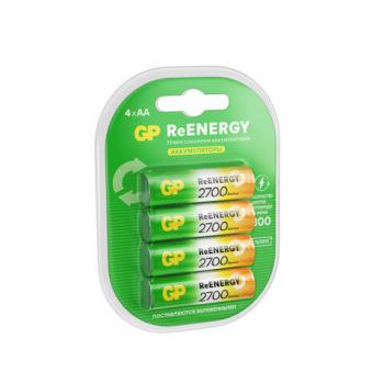 Батарейки аккумуляторные GP ReEnergy Ni-Mh пальчиковые КОМПЛЕКТ 4 шт., АА (HR6), 2600mAh, 270AAHCRGY, 270AAHCRGY-2CRC - Премиум Сервис