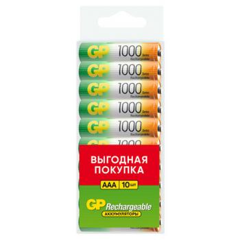 Батарейки аккумуляторные GP ReEnergy Ni-Mh мизинчиковые КОМПЛЕКТ 10 шт ААА(HR03) 950, 100AAAHC-CRB10 - Премиум Сервис