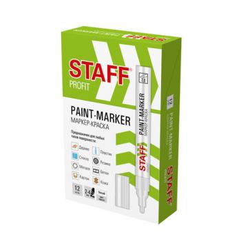 Маркер-краска лаковый (paint marker) 2-4 мм БЕЛЫЙ, НИТРО-ОСНОВА, STAFF PROFIT, для любых поверхностей, 152577 - Премиум Сервис