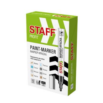 Маркер-краска лаковый (paint marker) 2-4 мм ЧЕРНЫЙ, НИТРО-ОСНОВА, STAFF PROFIT, для любых поверхностей, 152578 - Премиум Сервис