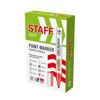 Маркер-краска лаковый (paint marker) 2-4 мм КРАСНЫЙ, НИТРО-ОСНОВА, STAFF PROFIT, для любых поверхностей, 152582 - Премиум Сервис