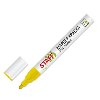 Маркер-краска лаковый (paint marker) 2-4 мм ЖЕЛТЫЙ, НИТРО-ОСНОВА, STAFF PROFIT, для любых поверхностей, 152583 - Премиум Сервис
