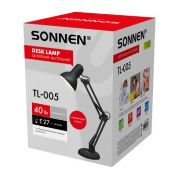 Настольная лампа-светильник SONNEN TL-005, подставка, 40 Вт, Е27, черный, высота 50 см, 237646 - Премиум Сервис