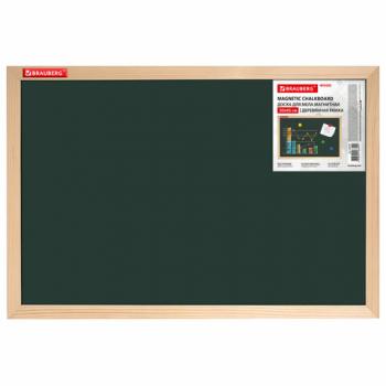 Доска для мела магнитная 30х45 см, зеленая, деревянная рамка, BRAUBERG Standard, 238797 - Премиум Сервис