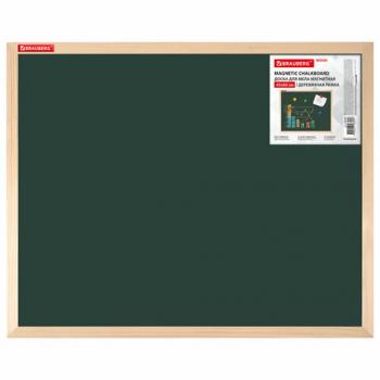 Доска для мела магнитная 45х60 см, зеленая, деревянная рамка, BRAUBERG Standard, 238798 - Премиум Сервис
