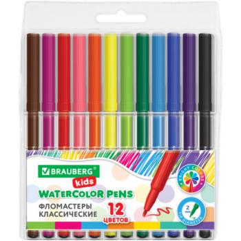 Фломастеры BRAUBERG KIDS КЛАССИЧЕСКИЕ 12 цветов, вентилируемый колпачок, ПВХ-упаковка, 152601 - Премиум Сервис