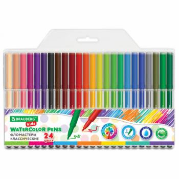 Фломастеры BRAUBERG KIDS КЛАССИЧЕСКИЕ 24 цвета, вентилируемый колпачок, ПВХ-упаковка, 152602 - Премиум Сервис